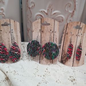 Handmade clay dangle earrings